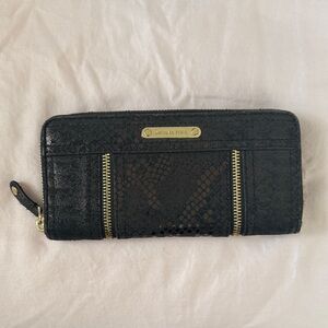 Michael Kors Black and Gold Zip-Around Wallet